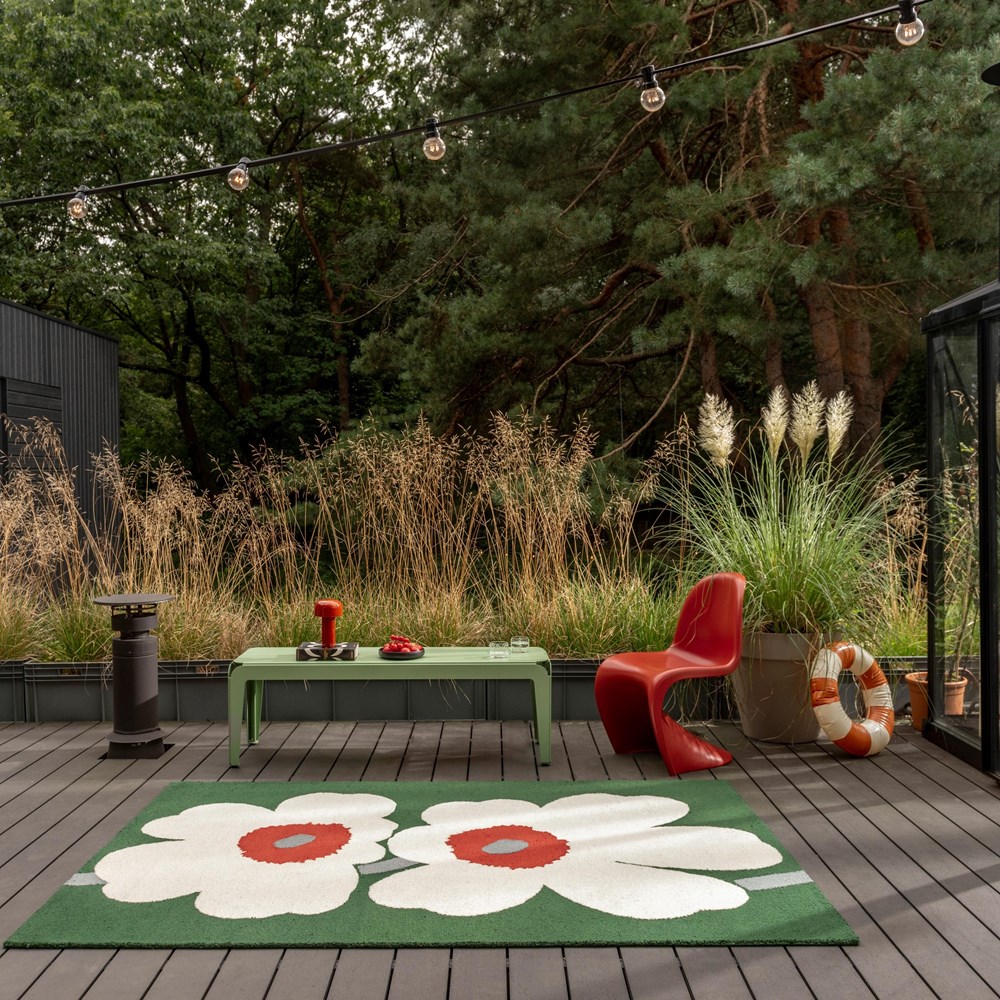 Unikko 60th Anniversary Indoor Outdoor Rugs 433007 by Marimekko in Green